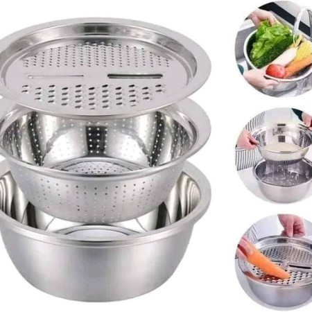 3 In 1 Multifunctional Stainless Steel Vegetable Cutter Basin Sink