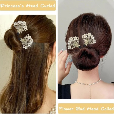 Golden Blossom Hair Bun [WHITE, BLACK]