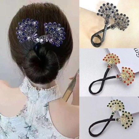 Rhinestone Swan Hair Bun Maker with Elegant Twist [BLUE,RED,GREEN]