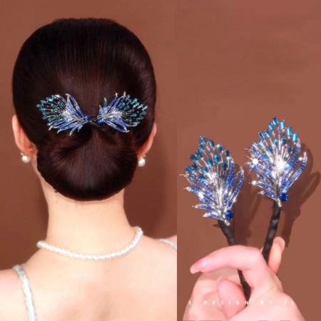 Hair Ornament Plate Alloy Hair BUN [BLUEE, WHITE]
